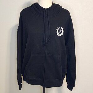 Victoria Secrets Pink Brand Black Zippered Hoodie Sweatshirt, Size Medium NWT